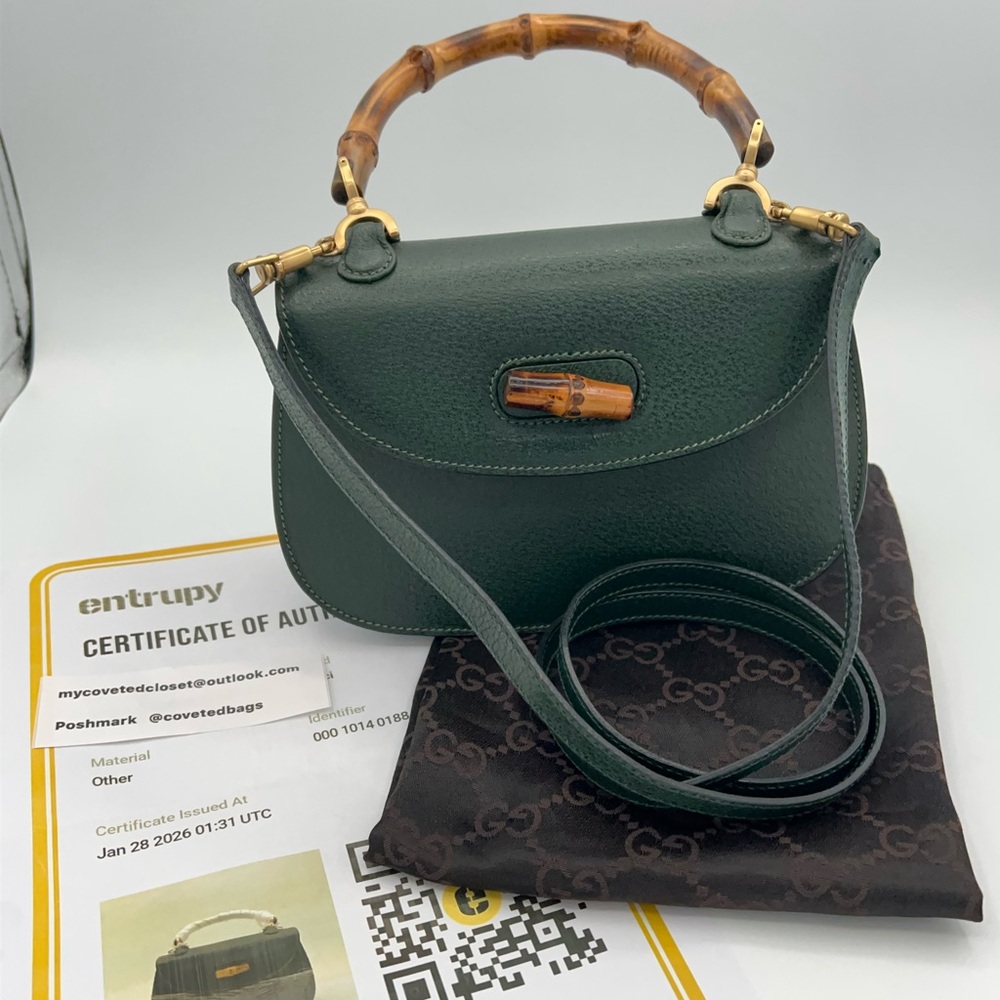 Gucci Bamboo 1947 Dark Green two way bag